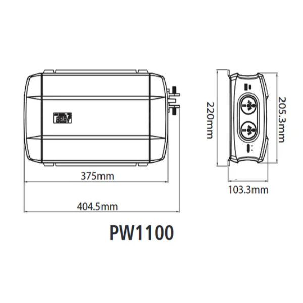 Projecta PW1100 12V 1100W Pro-Wave Pure Sine Wave Inverter specifications diagram