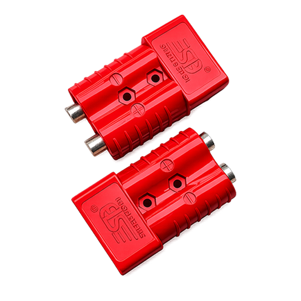 Sheng 120A Anderson style connector plugs in red. Suitable for caravans, 4WDs and solar systems.