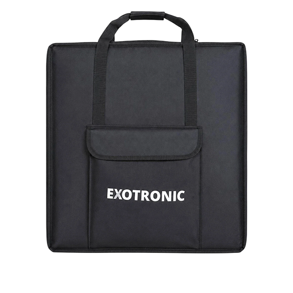 Black carrying case with 'Exotronic' branding on a white background