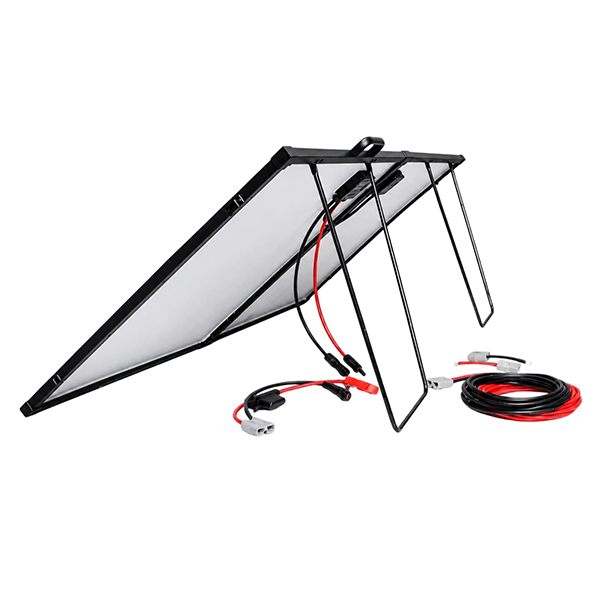 Solar panel with cables on a white background