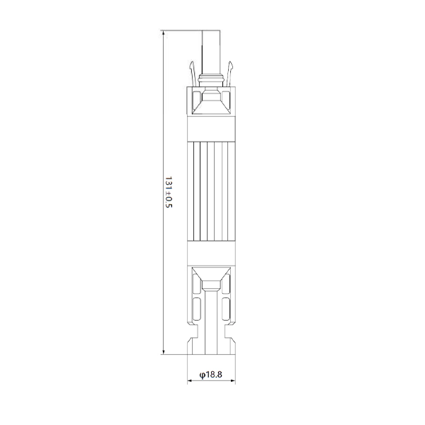 MC4 20A in-line fuse solar connector - technical drawing and dimensions