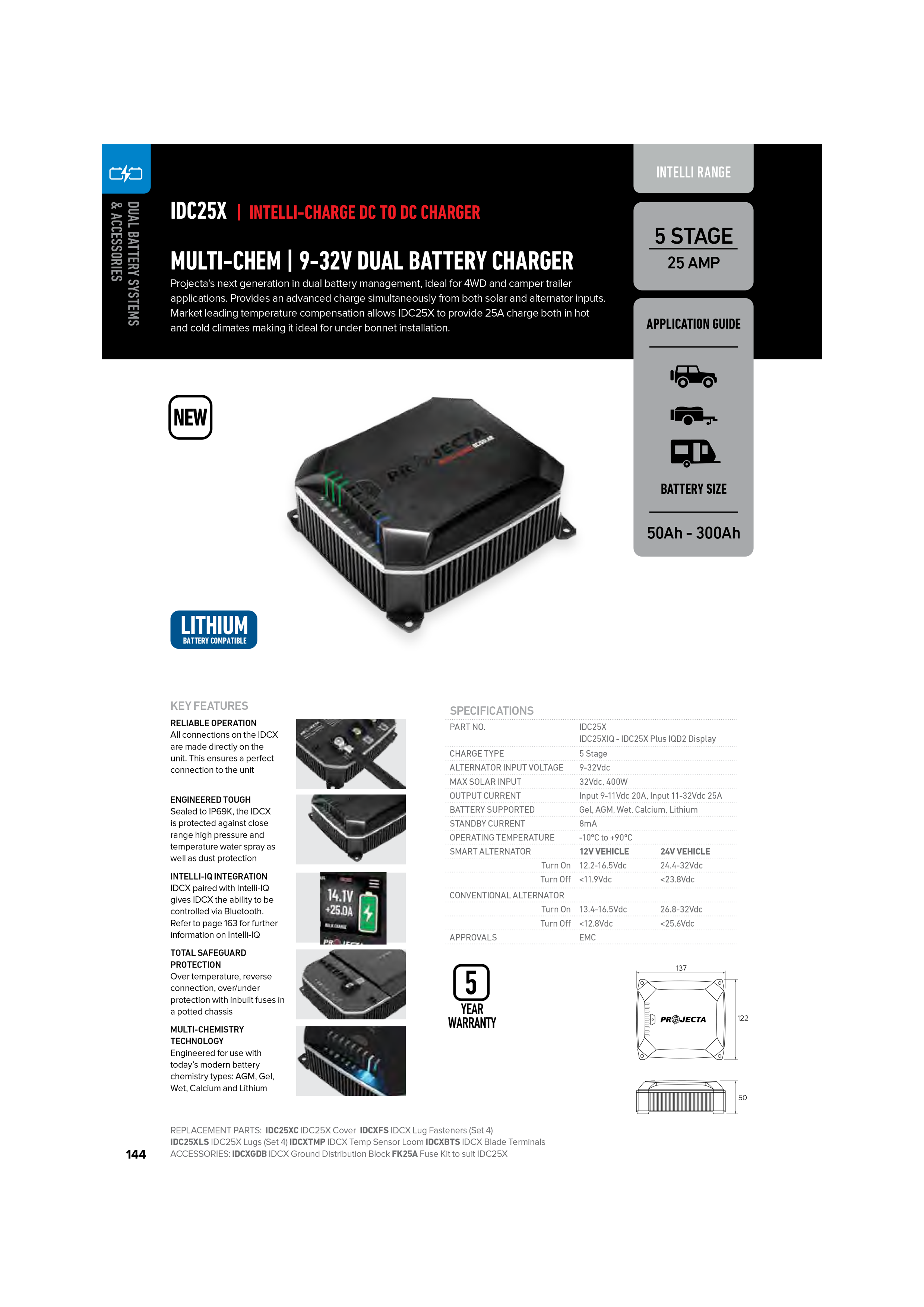 Projecta 12/24V 25A DC-DC Battery Charger with MPPT Solar and IQ Screen -  IDC25XIQ