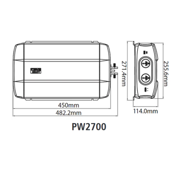 Projecta PW2700 12V 2700W Pro-Wave Pure Sine Wave Inverter specifications diagram
