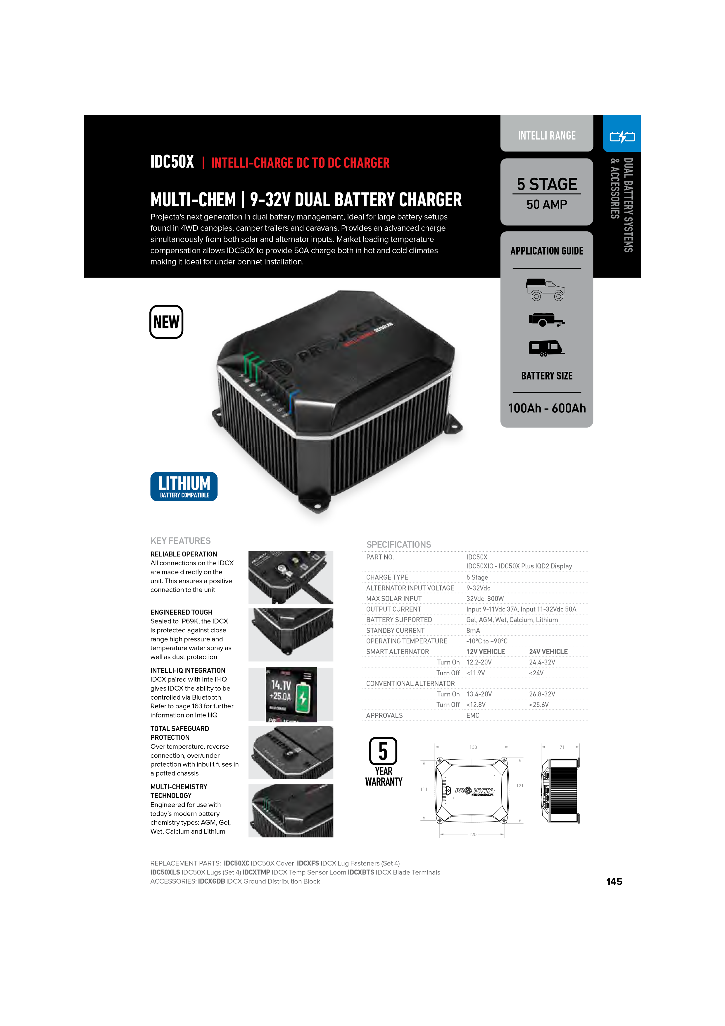 PROJECTA Intelli-Charge 50 Amp Dual Battery Charger | IDC50X