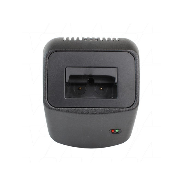 Black electronic device with a charging port on a white background