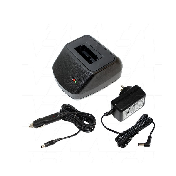 Black charging station with cables on a white background
