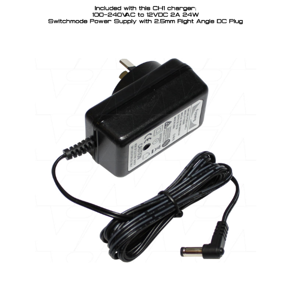 Black switchmode power supply with cable on a white background
