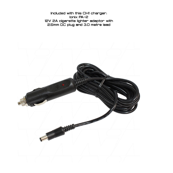 Black cigarette lighter adapter with cable on a white background
