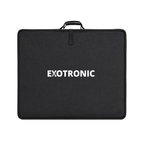 A black protective carrying case with a top handle, featuring the brand name 'EXOTRONIC' printed in white capital letters on the front, set against a plain white background.