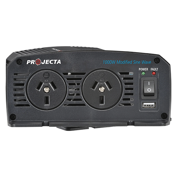 Projecta power inverter with two sockets and control buttons.