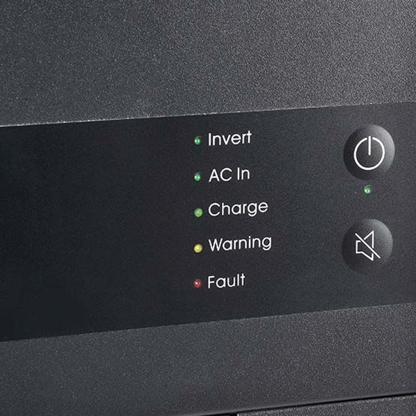 Projecta INVCHR2 12V 2000W Intelli-Grid Inverter Charger Control panel with labeled buttons.