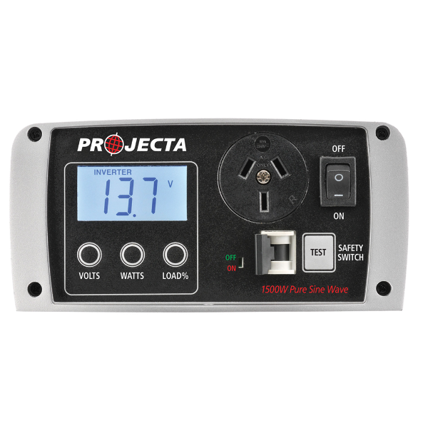 Projecta 12V 1500W pure sine wave inverter with plug in port and switches and digital display 