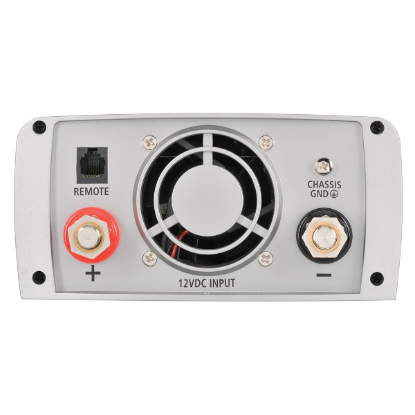 Projecta 12V 1500W pure sine wave inverter rear view with connectors.