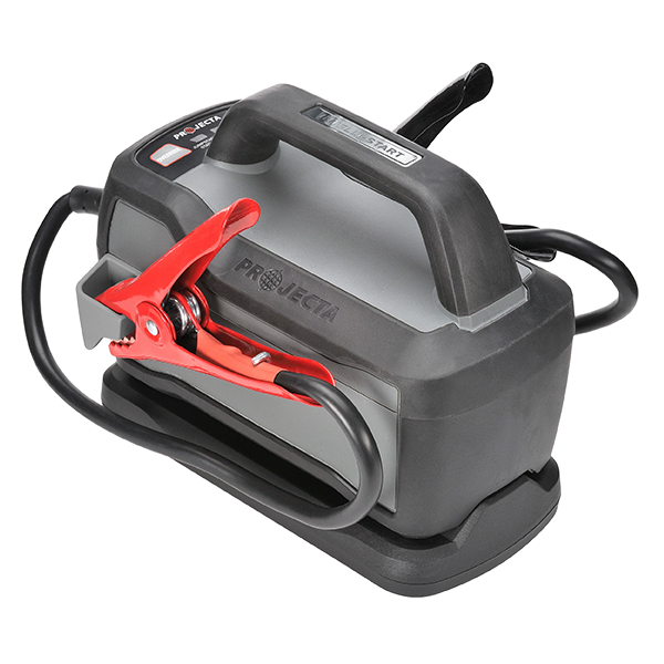 Projecta IS1500 12V Intelli-Start Lithium Jump Starter with clamps front view