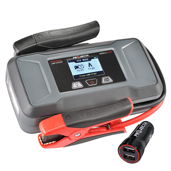 Projecta IS1400 emergency jump starter with digital display and USB charger