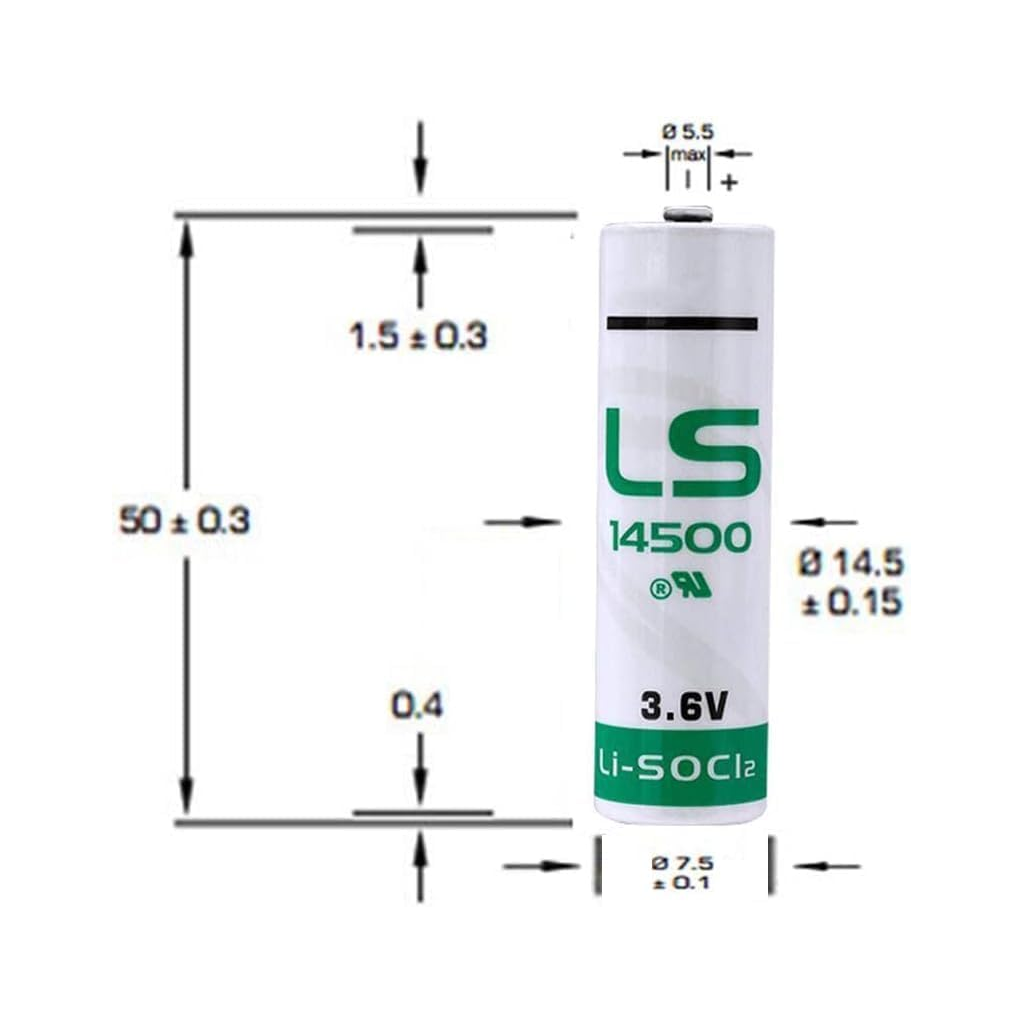Saft LS14500 AA Lithium 3.6V Thionyl Chloride Battery - Bobbin Type Non Rechargable