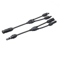 Two black multi-connector solar power cables with Y-shaped splits, shown on a plain white background.