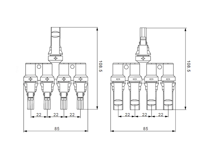 MC4 4 to 1 Branch Joiner Connector Pair For Solar Panels