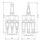 MC4Y 3-to-1 solar connector technical drawing showing dimensions and specifications