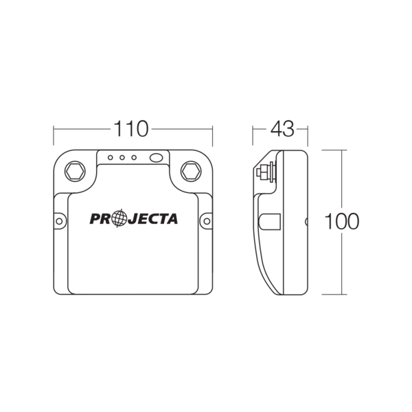 Project DBC100 drawing of product with dimensions
