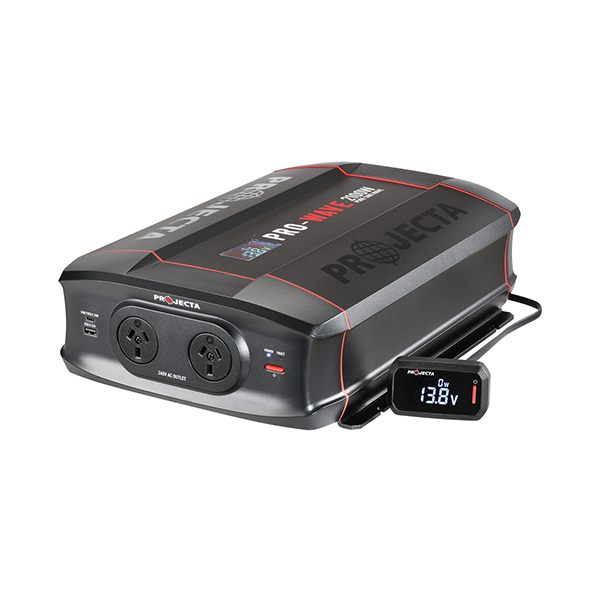 Proecta power inverter with digital display on a white background
