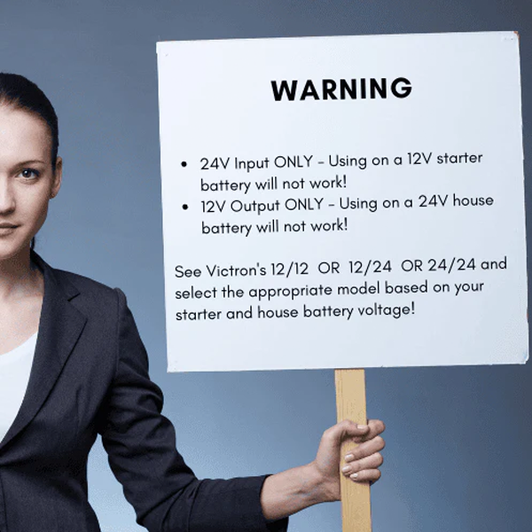 Victron Orion-Tr Smart 24/12-30A Isolated DC-DC Charger safety warning label