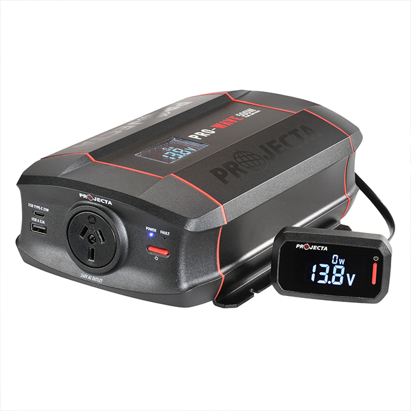 Proecta battery charger with digital display on a white background